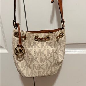 Michael Kors Beige Monogram Crossbody Bag